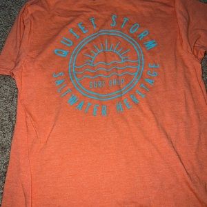 Quiet storm beach shop T Shirt, coral, (size medium)